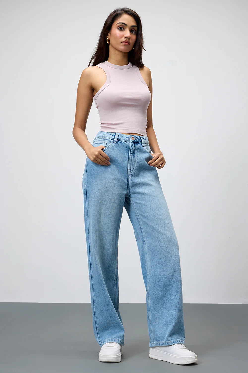 Casual Everyday Periwinkle Blue Straight Jeans for Women with Relaxed Comfort
