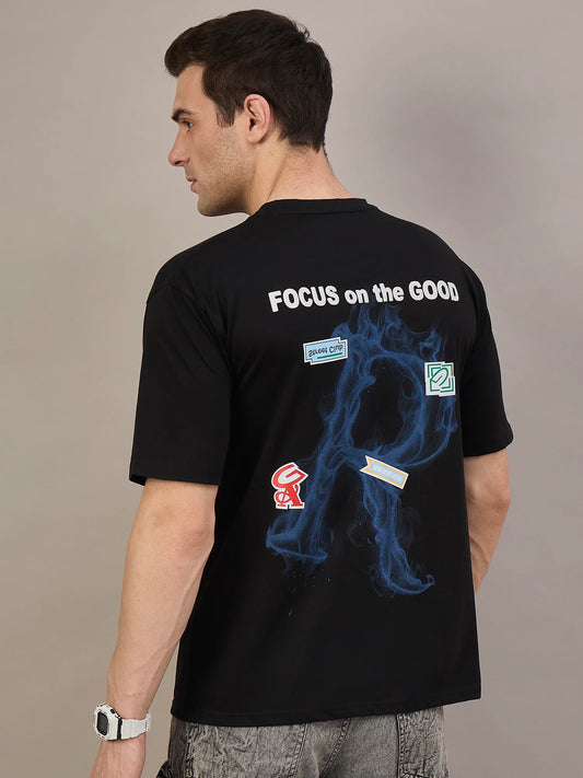 Comfortable Men’s Oversized Drop-Shoulder Black T-Shirt Designed for Trendy Streetwear and Everyday Fashion