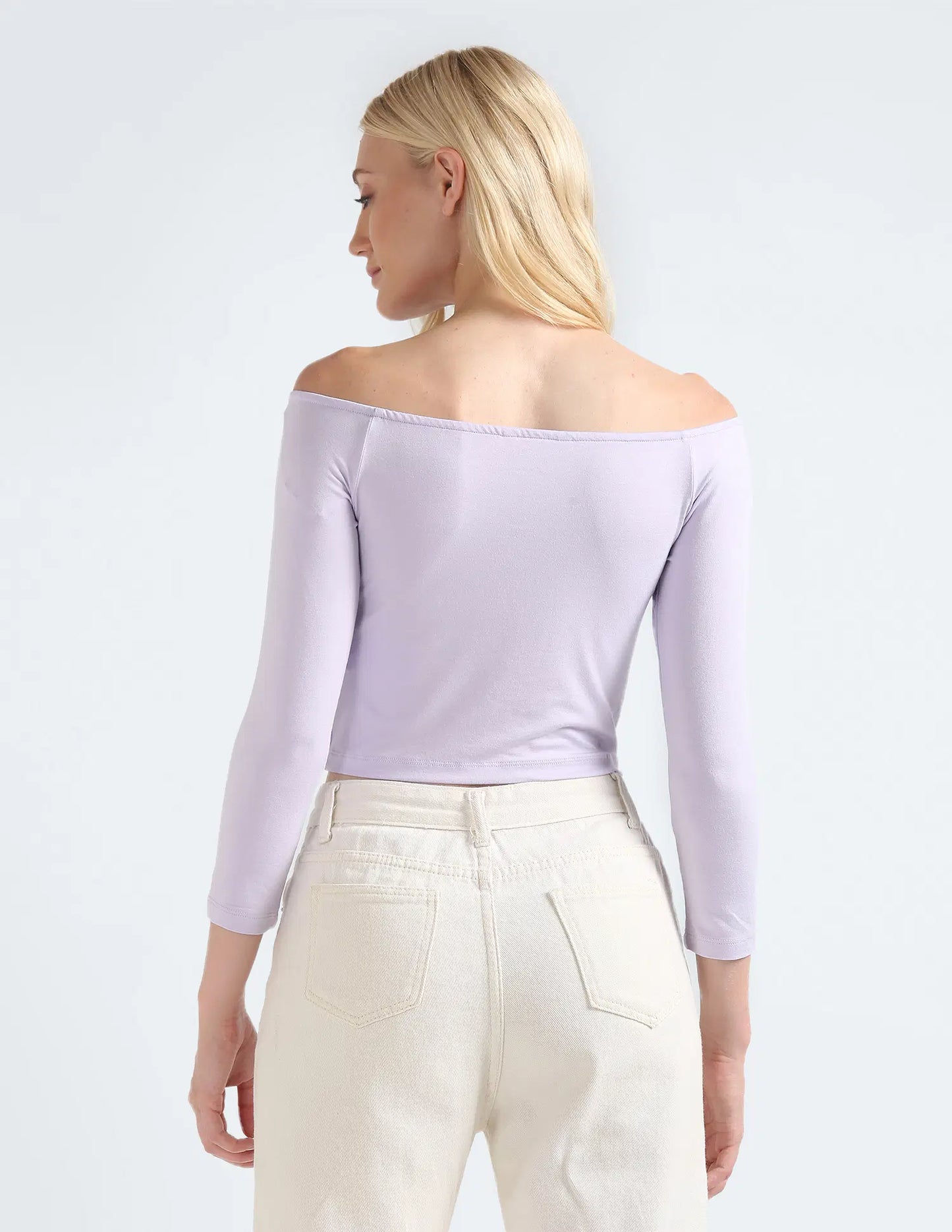 Casual Off Shoulder Gathered Crop Top Women Comfortable and Stylish