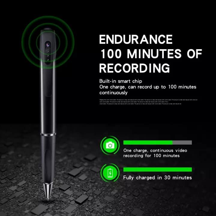 Hidden Spy Pen Camera 1080P Full HD Pocket Security Indoor Outdoor Body Camera Video Audio Recording with 100 Minutes Battery Life and Free OTG Cable