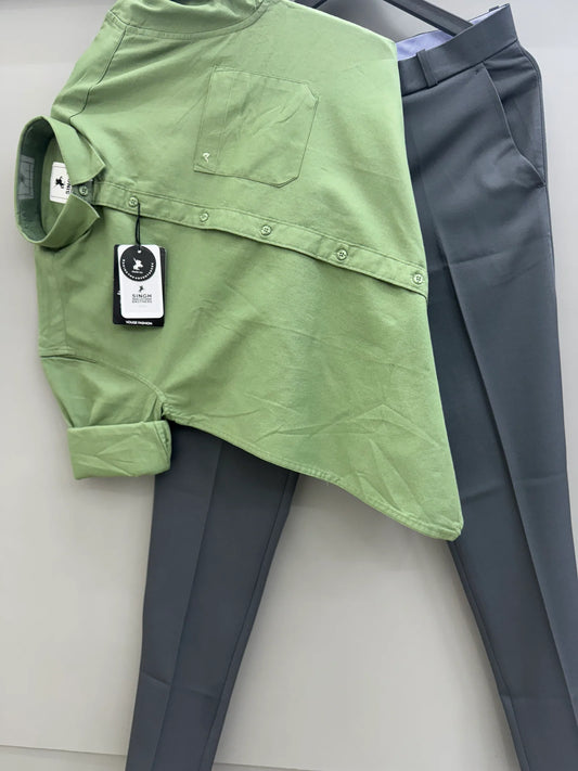 Trendy Cotton Oxford Shirt with Slim-Fit Formal Pant for Stylish Work Attire