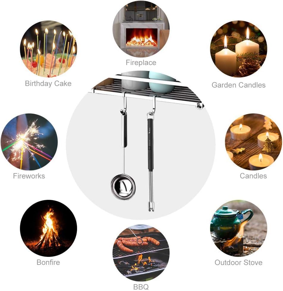 Rechargeable Plasma Gas Lighter Electric Lighter for Kitchen Gas Stove Candle and Pooja Black with C Type USB and One Year Warranty