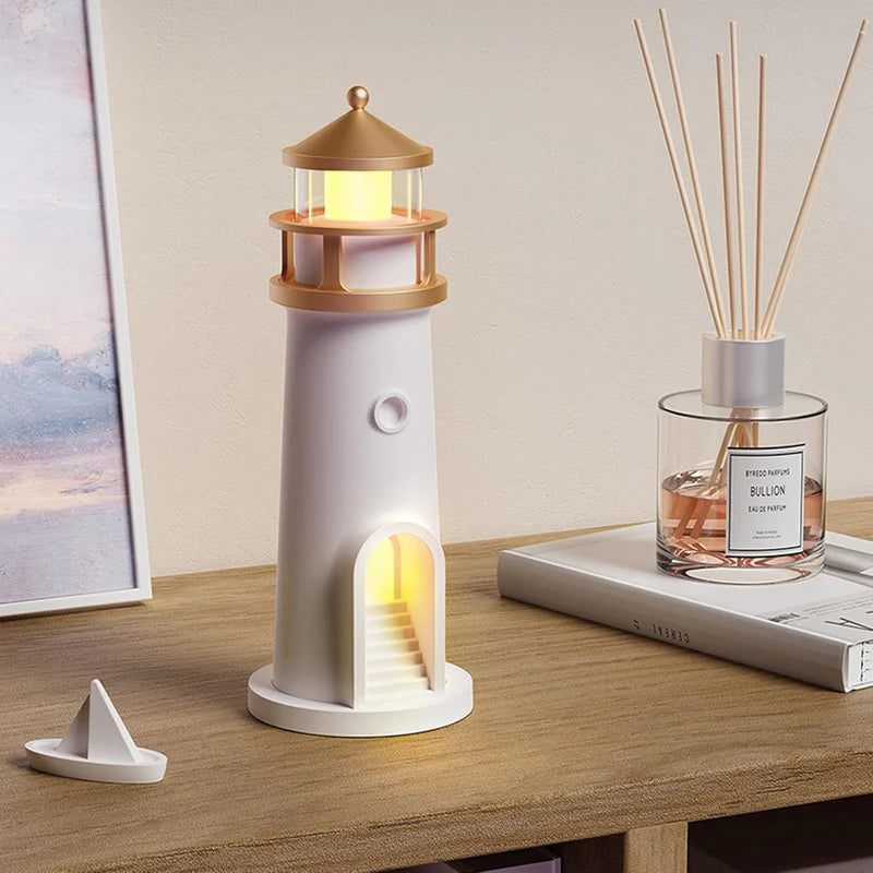 Lighthouse Moonlight Projection Lamp with Dimmable LED Night Light Bluetooth Speaker and Remote Ideal for Bedroom Kids Room and Unique Gift