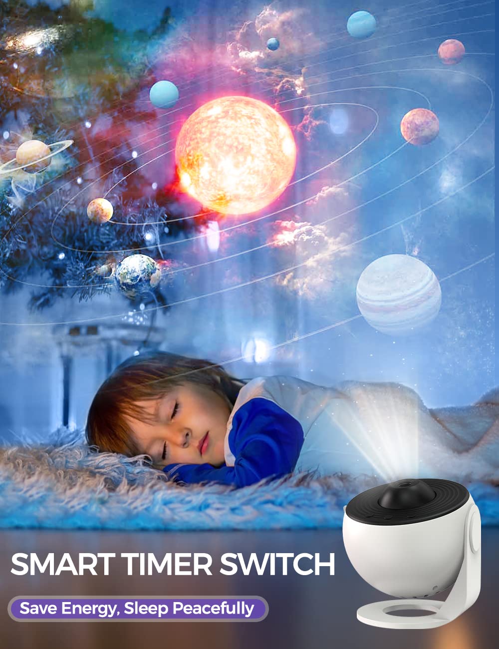 Starry Night Projector Plastic 360 Degree Auto Rotating Timed Planetarium Light for Room Decoration Unique Design