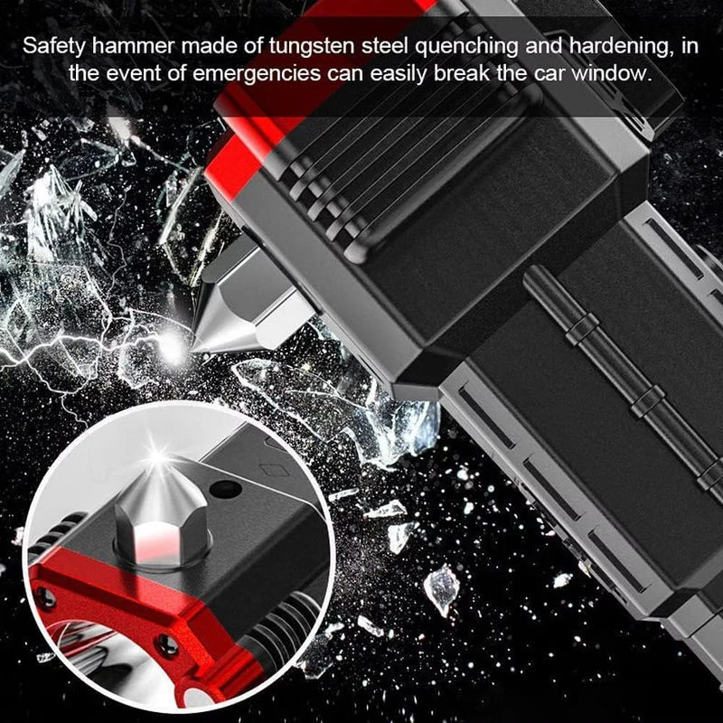 LED Magnetic Emergency Torch Rechargeable with COB Light Window Breaker and Seat Belt Cutter for Camping Car Safety and Outdoor Activities