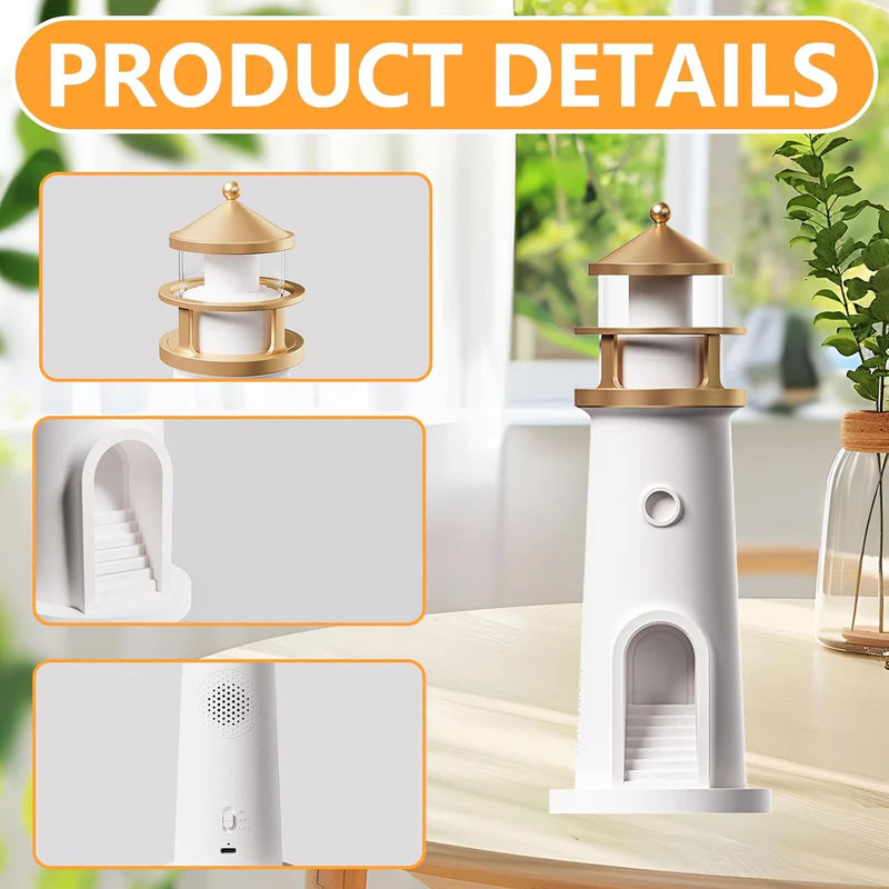 Lighthouse Moonlight Projection Lamp with Dimmable LED Night Light Bluetooth Speaker and Remote Ideal for Bedroom Kids Room and Unique Gift
