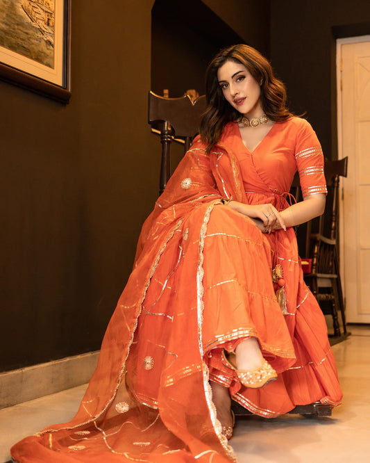 Graceful Neria Gotapatti Tier Suit Set Perfect for Festive and Partywear Looks