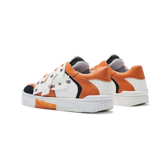 Chunky Orange Low Top Sneakers Stylish Comfortable