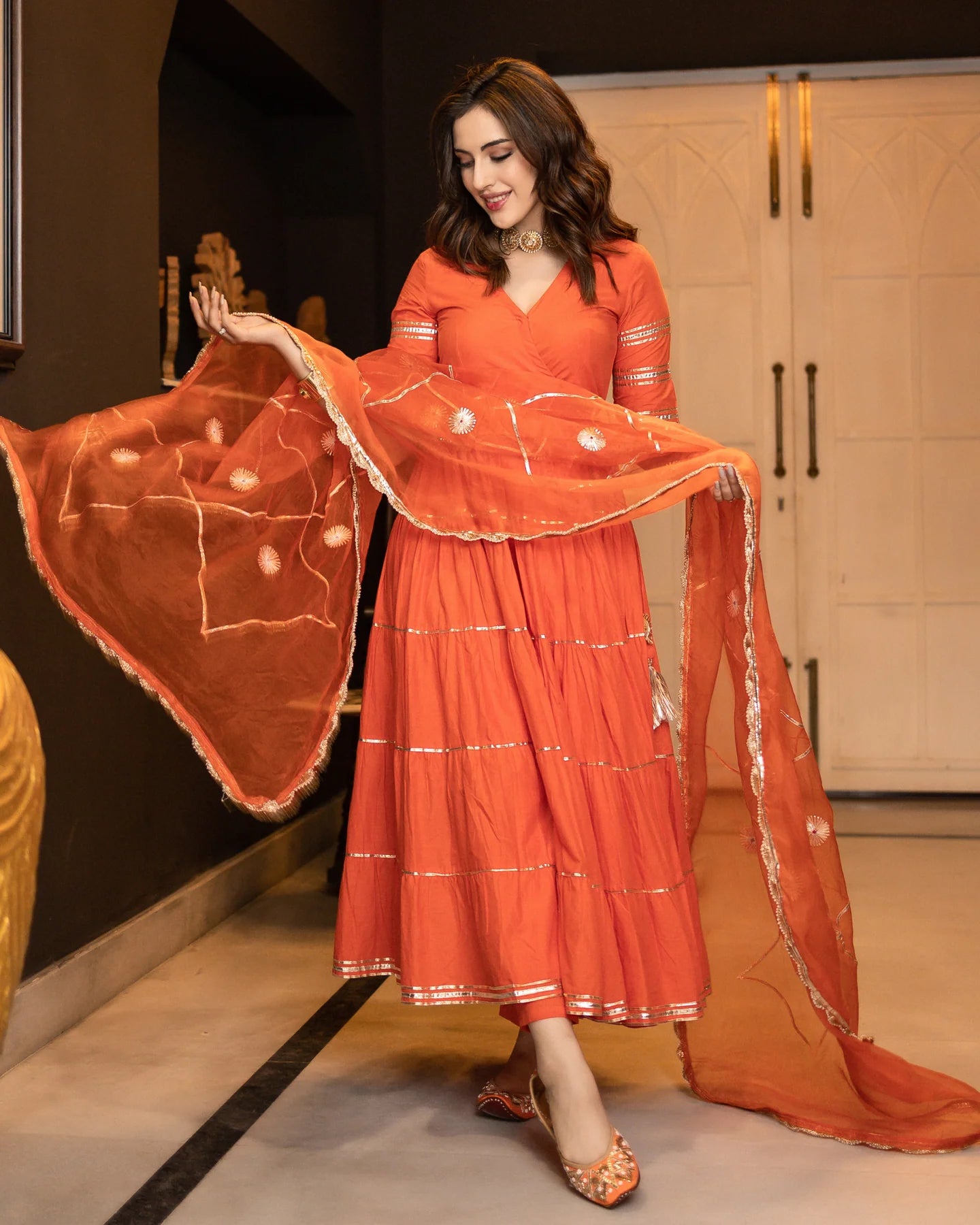 Graceful Neria Gotapatti Tier Suit Set Perfect for Festive and Partywear Looks