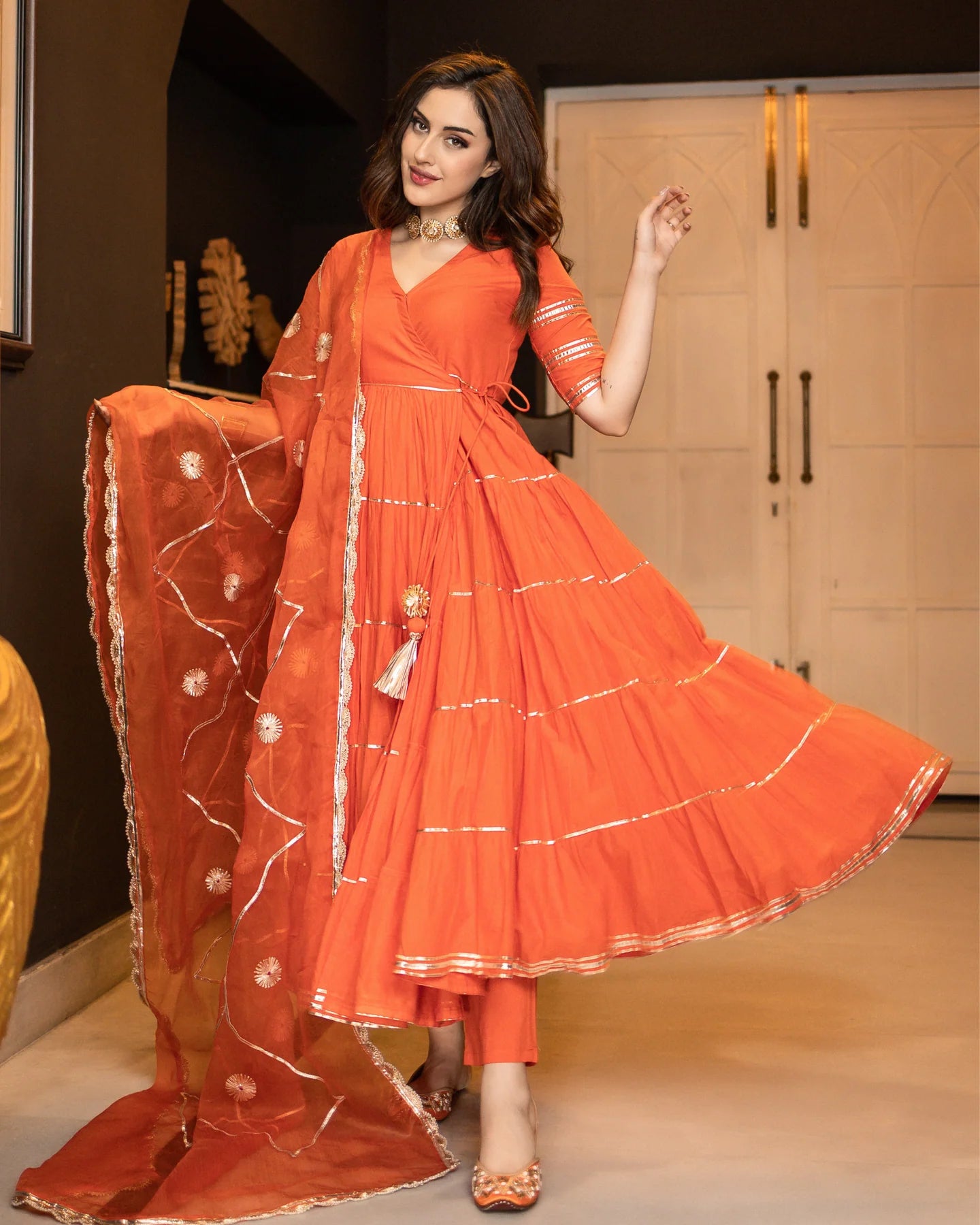 Graceful Neria Gotapatti Tier Suit Set Perfect for Festive and Partywear Looks
