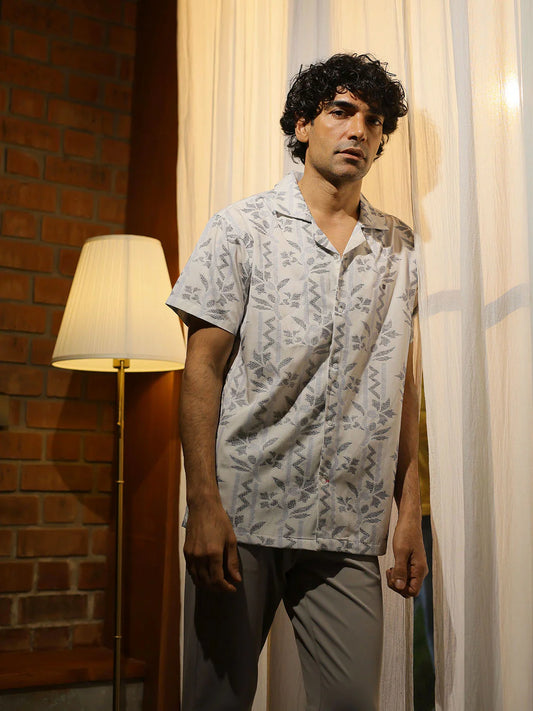 Modern Men’s White Shirt with Designer-Inspired Printed Details