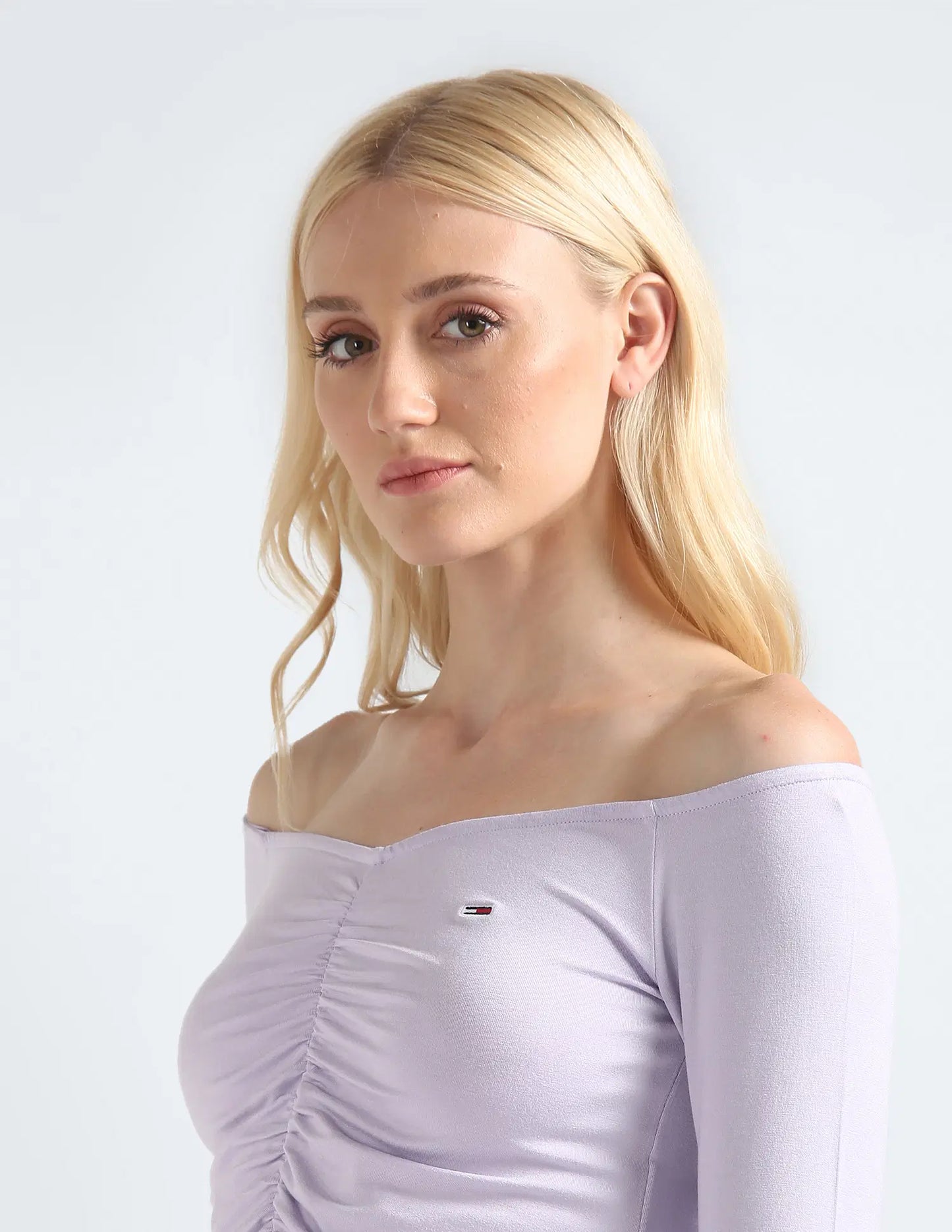 Casual Off Shoulder Gathered Crop Top Women Comfortable and Stylish