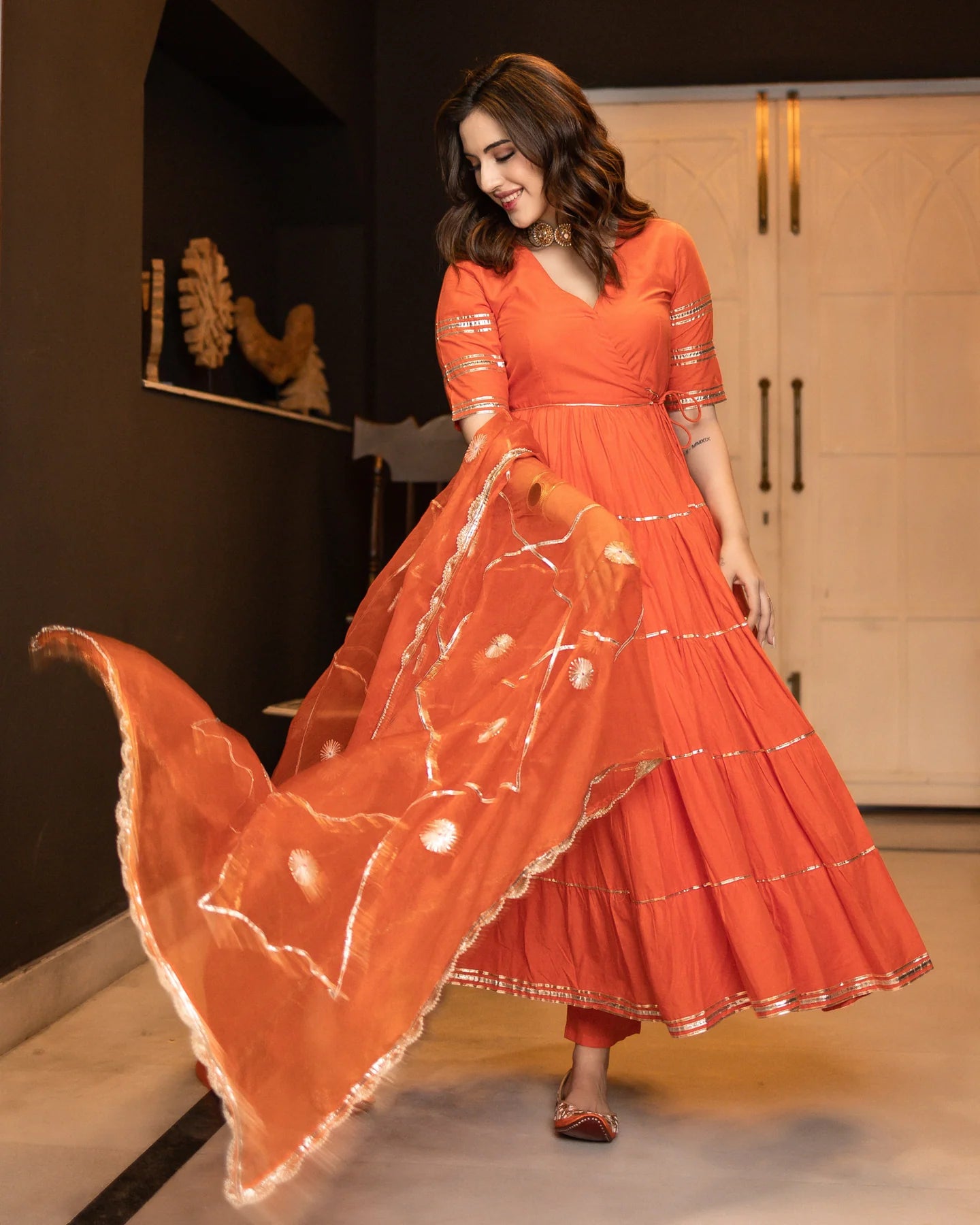 Graceful Neria Gotapatti Tier Suit Set Perfect for Festive and Partywear Looks