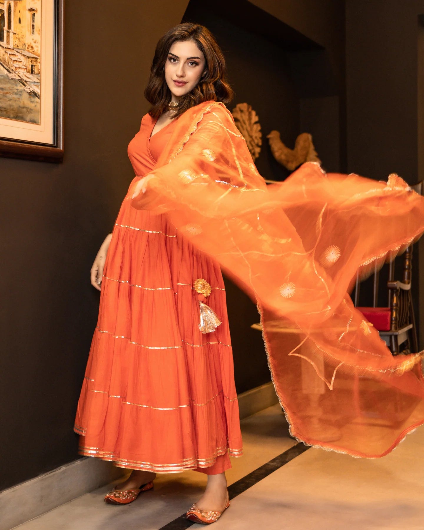Graceful Neria Gotapatti Tier Suit Set Perfect for Festive and Partywear Looks