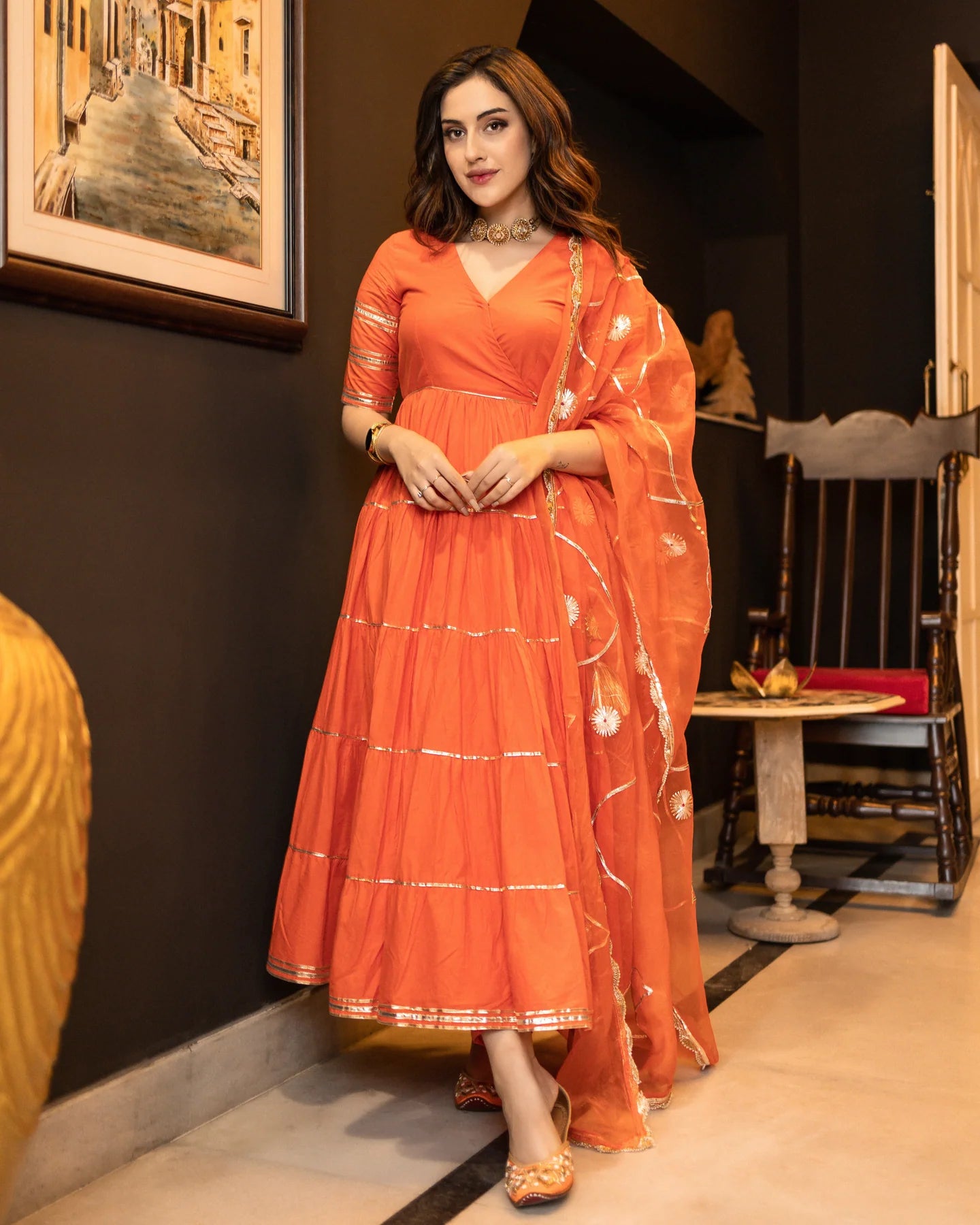 Graceful Neria Gotapatti Tier Suit Set Perfect for Festive and Partywear Looks