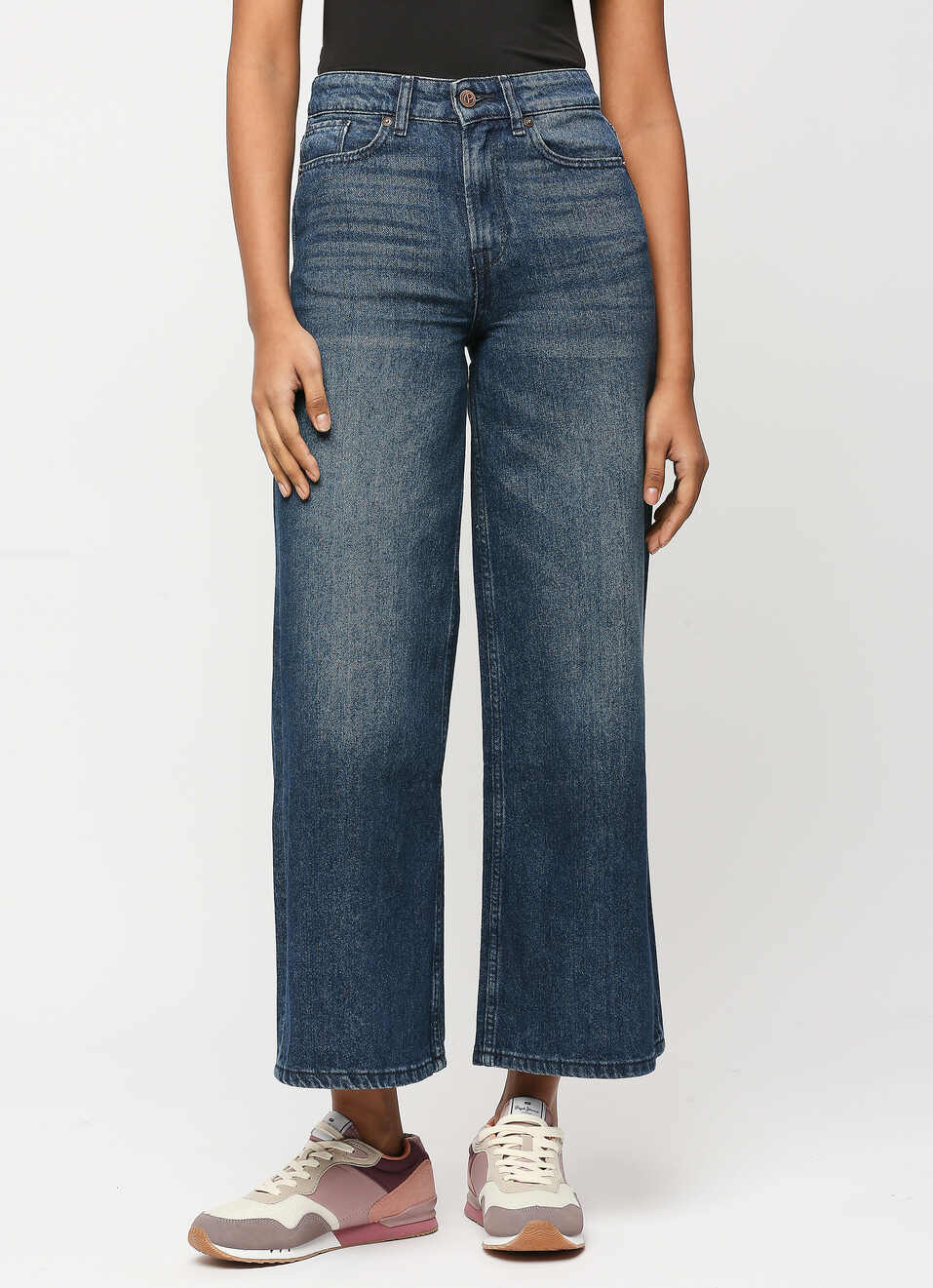 Modern Relaxed Fit Hailey Blue High Waist Wide Leg Jeans for Women