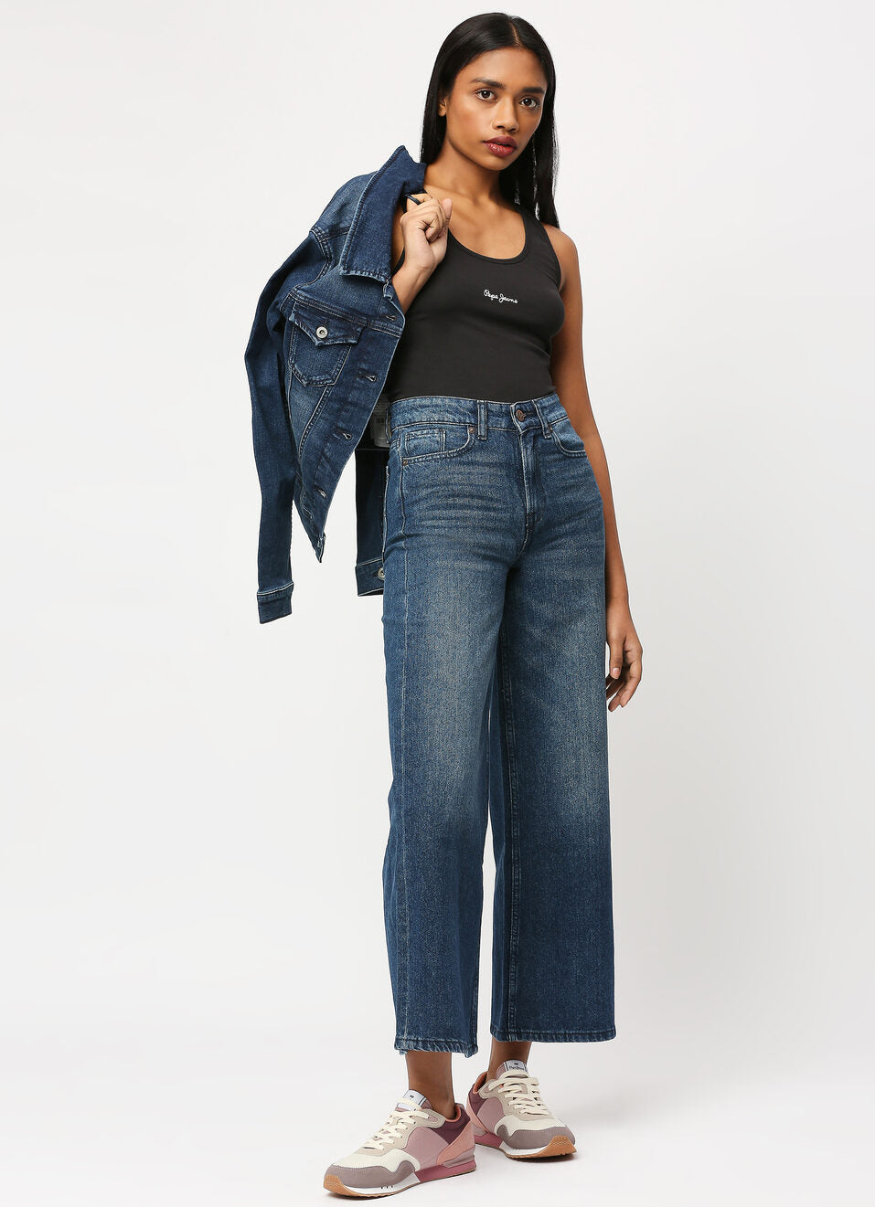 Modern Relaxed Fit Hailey Blue High Waist Wide Leg Jeans for Women