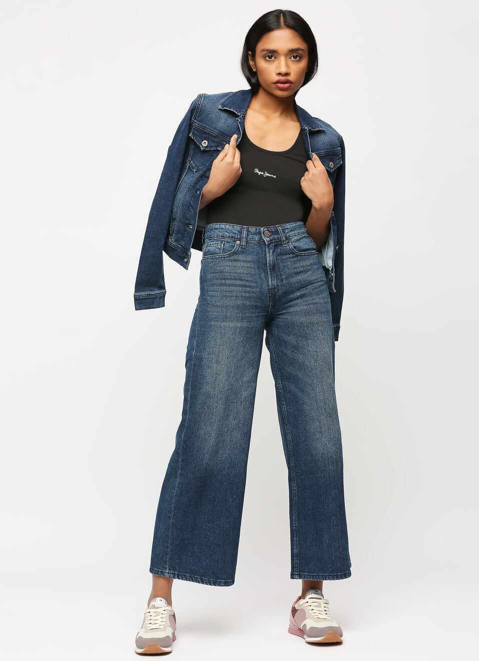 Modern Relaxed Fit Hailey Blue High Waist Wide Leg Jeans for Women