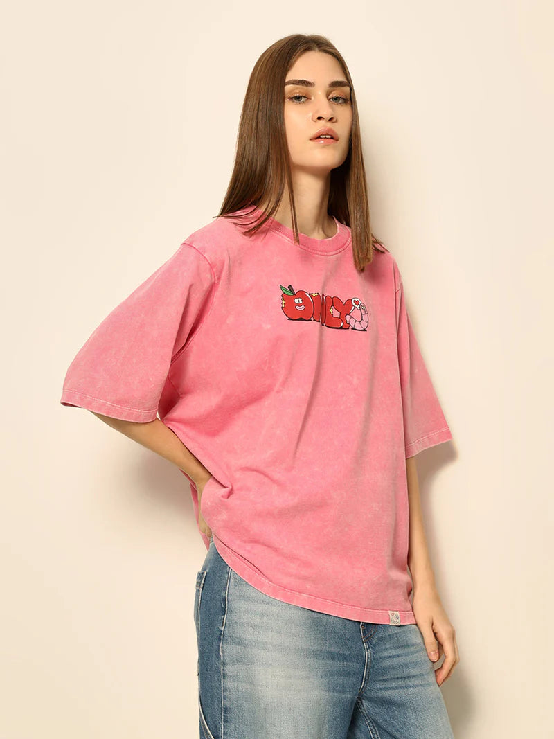 Unisex Dirty Pote Pink Printed Oversized T Shirt Trendy Everyday Style