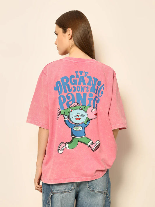 Unisex Dirty Pote Pink Printed Oversized T Shirt Trendy Everyday Style