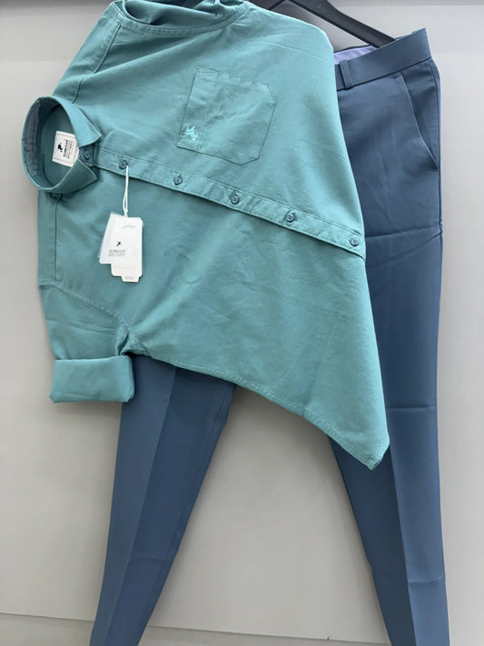 Comfortable Cotton Oxford Shirt with Slim-Fit Formal Pant for Everyday Work Style