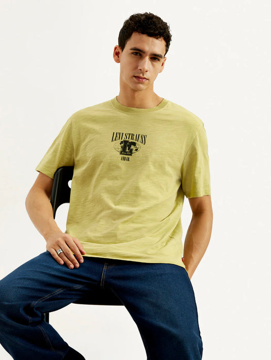 Men’s Overdyed Graphic Crew Neck T-Shirt Crafted in Relaxed Fit for Casual Outfits