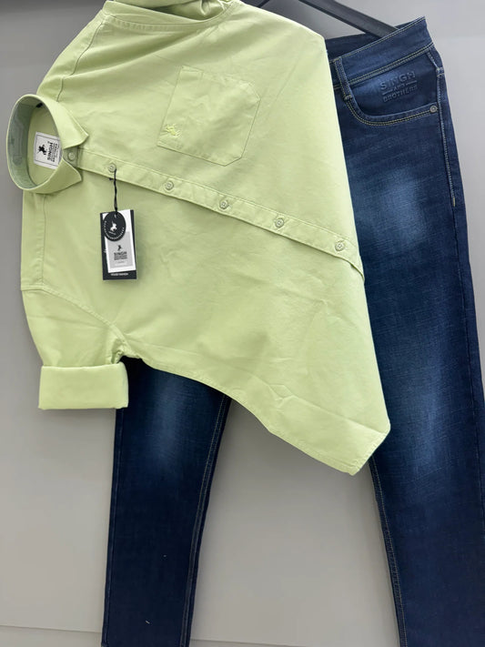 Classic Cotton Oxford Shirt with Slim-Fit Jeans Pant for Stylish Casual Outfits