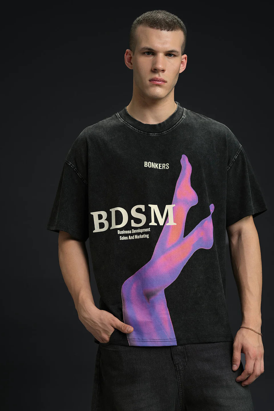 Trendy B.D.S.M Loose Fit Oversized T-shirt For Men
