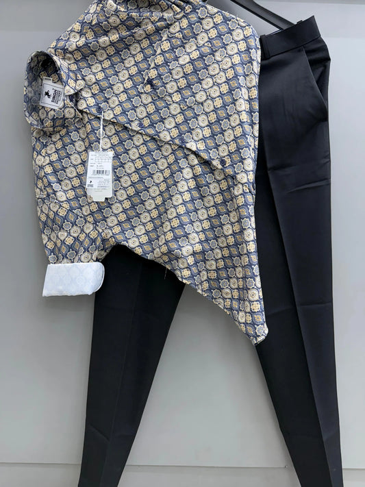 Men’s Casual Printed Shirt with Matching Pants