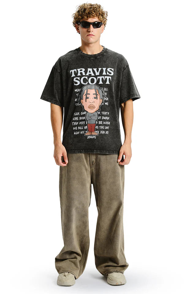 Men’s Travis Scott Faded Loose Fit Oversized T-shirt