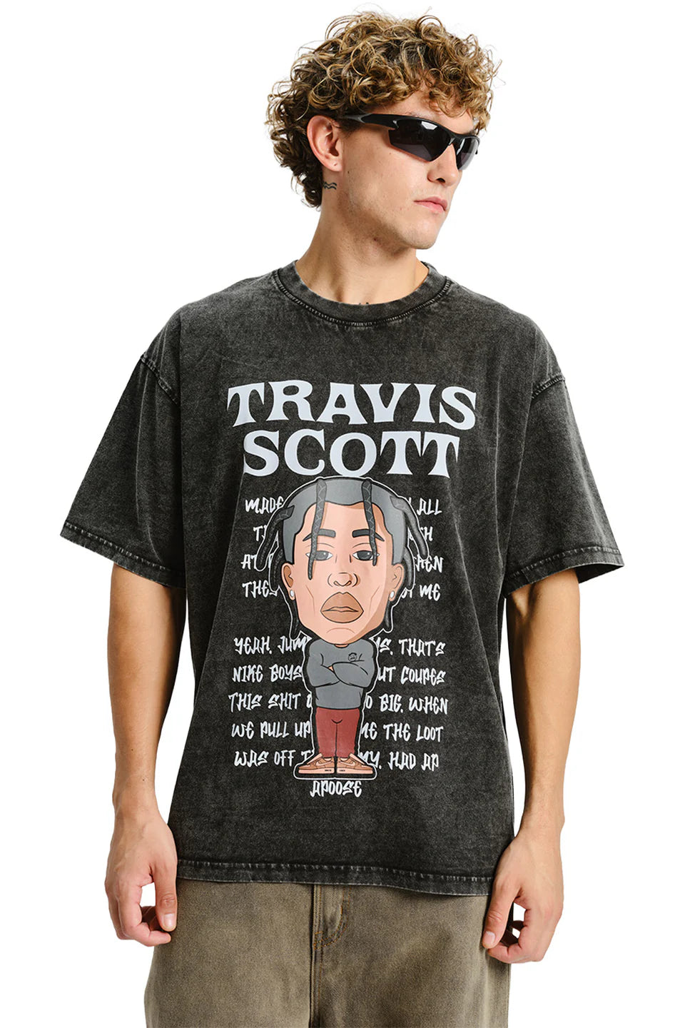 Men’s Travis Scott Faded Loose Fit Oversized T-shirt