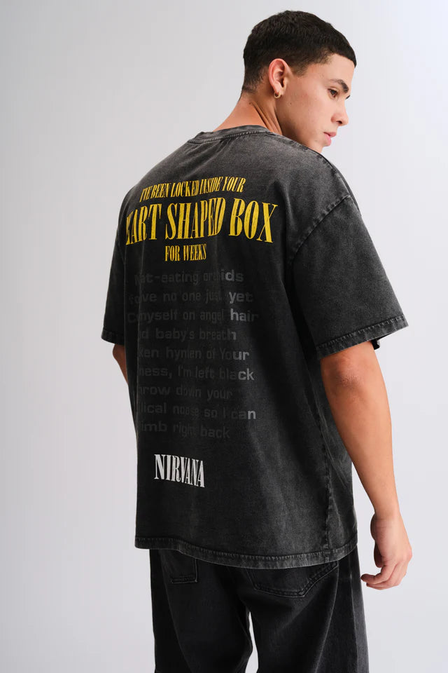 Trendy Black Nirvana Loose Fit Oversized T-shirt