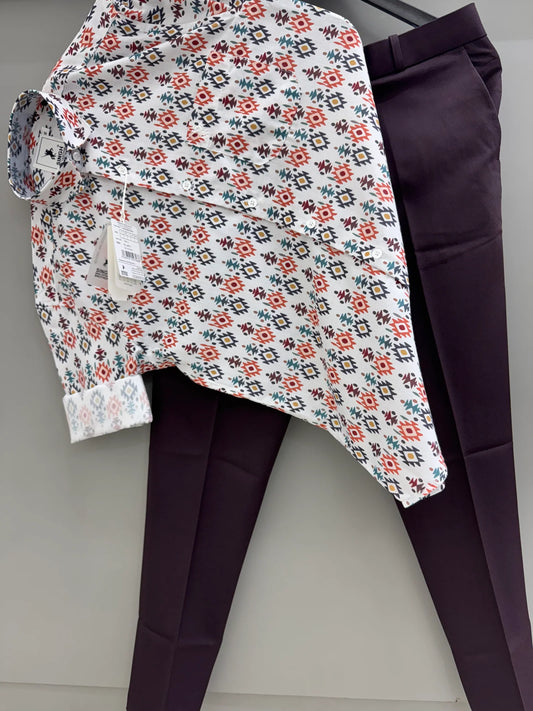 Men's Printed Shirt Paired with Linen Pant for Comfortable and Stylish Everyday Wear