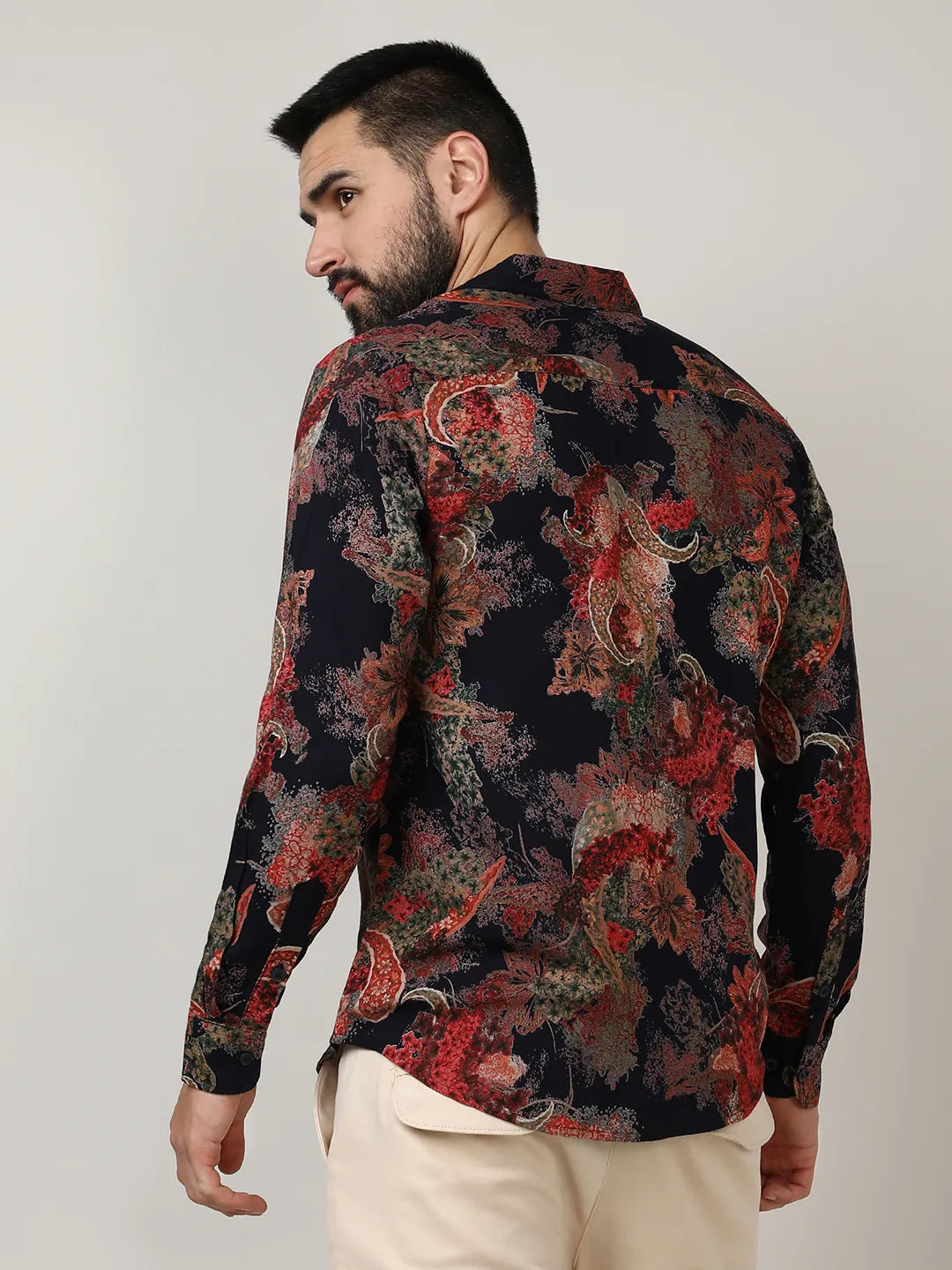 Vintage Paisley Motif Shirt with Floral Accents