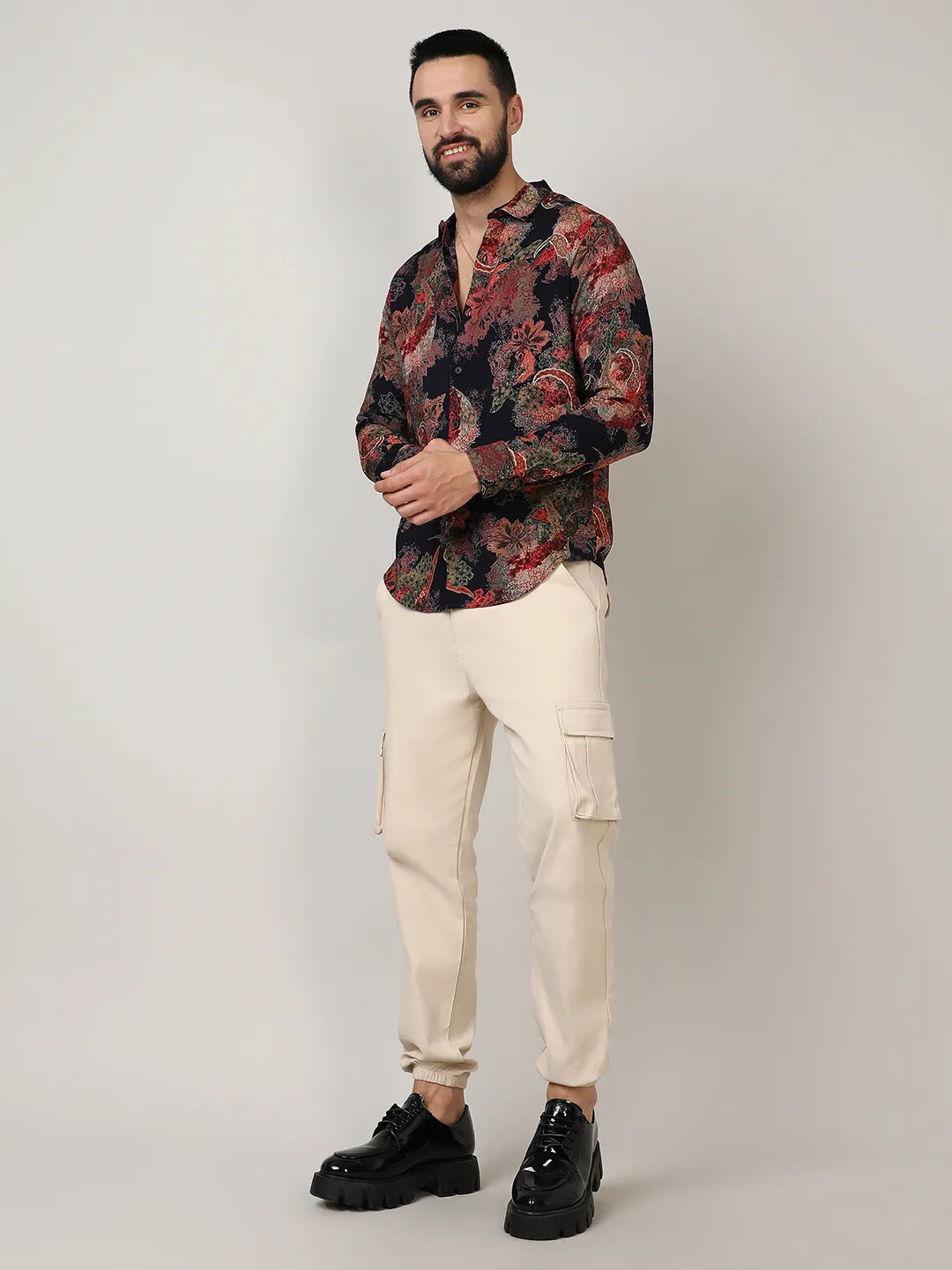Vintage Paisley Motif Shirt with Floral Accents
