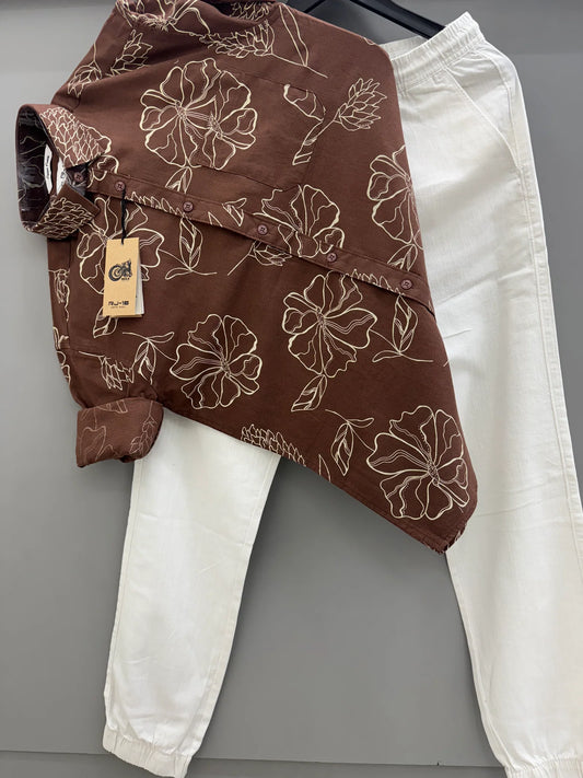Trendy Linen Printed Shirt with Comfortable Linen Pant for Men for Everyday Relaxed Outfits