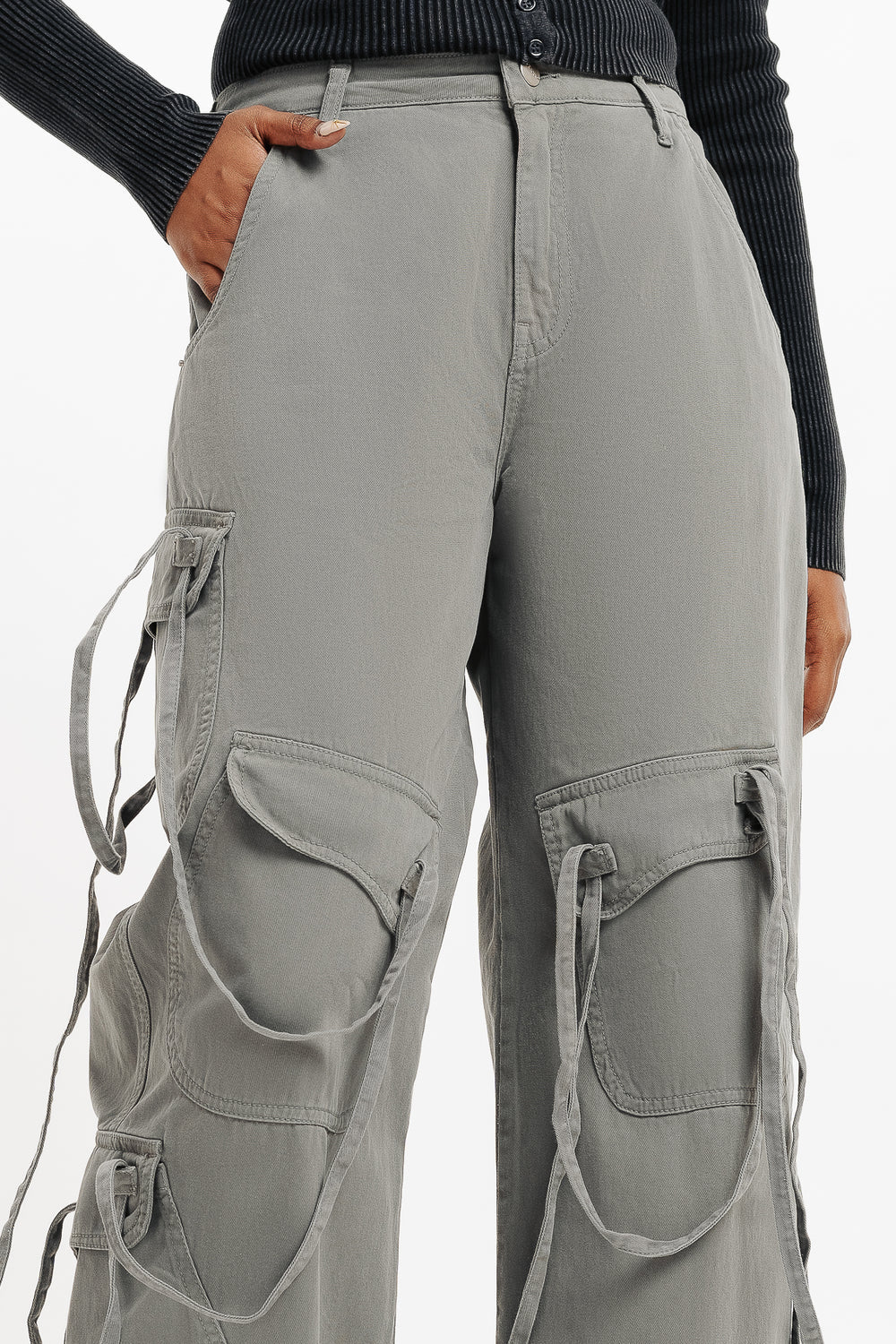 Grey Pocketed Cargo Pants for Men with Multiple Utility Pockets and Comfortable Fit