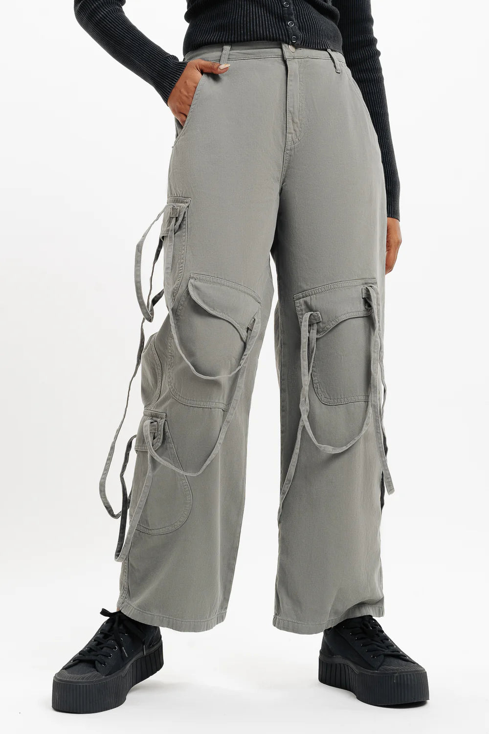 Grey Pocketed Cargo Pants for Men with Multiple Utility Pockets and Comfortable Fit