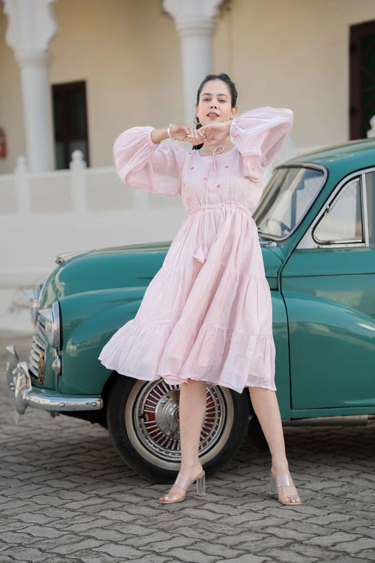 Casual Pink Midi Dress for Women, Perfect for Vacation and Day Out