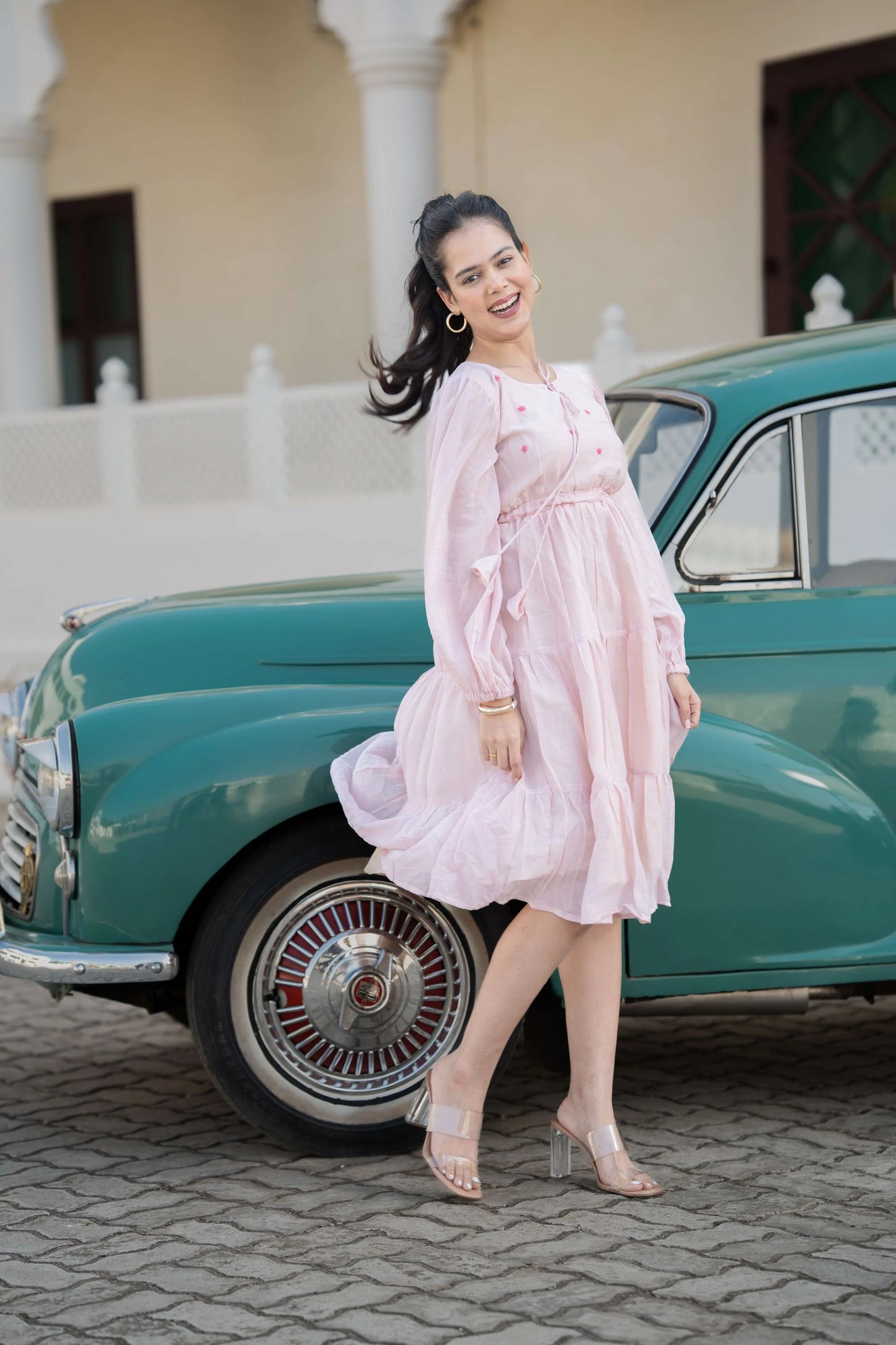 Casual Pink Midi Dress for Women, Perfect for Vacation and Day Out