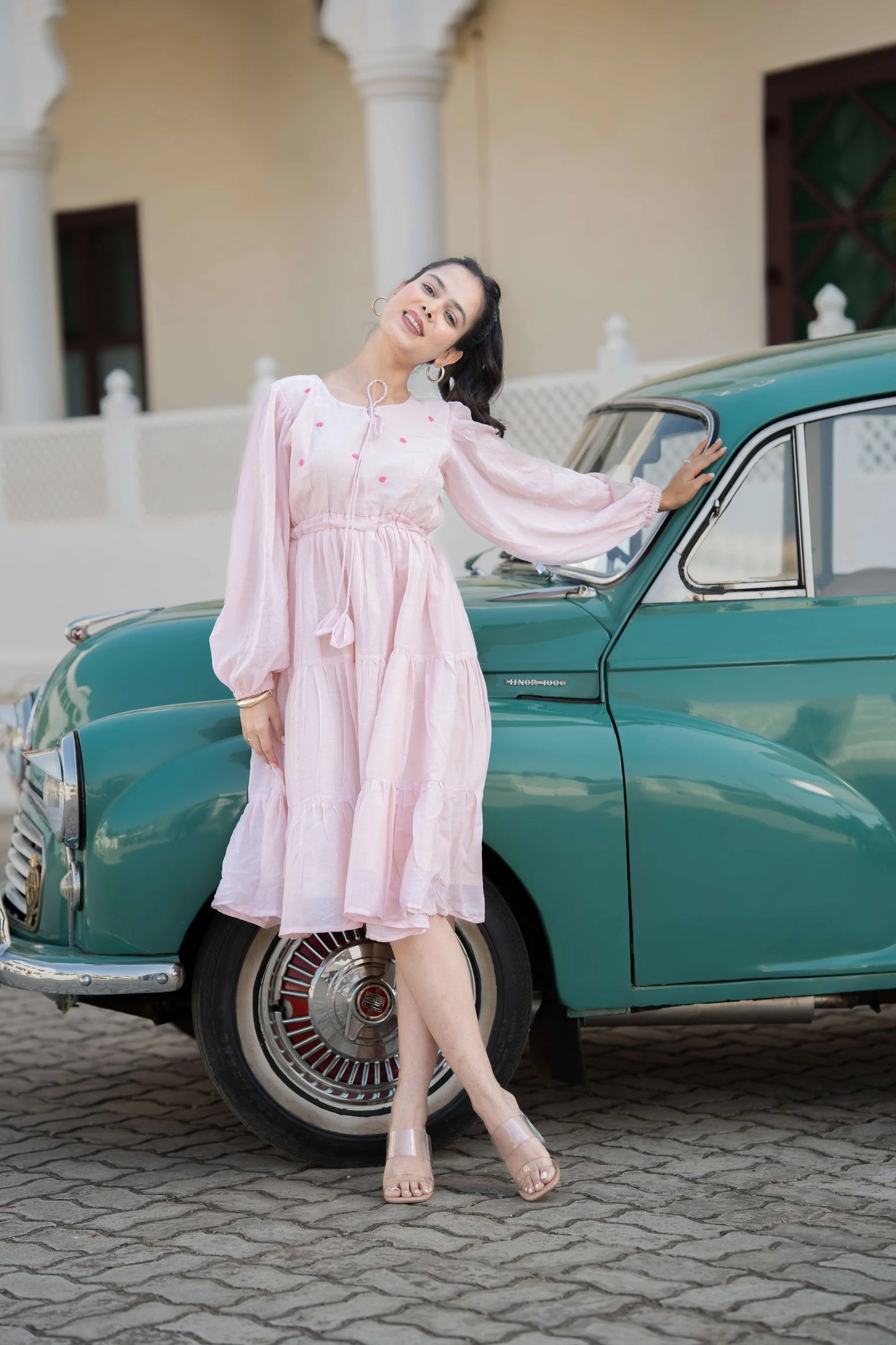 Casual Pink Midi Dress for Women, Perfect for Vacation and Day Out