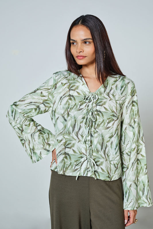 Green Cotton Tee Top Women Casual and Semi Formal Style