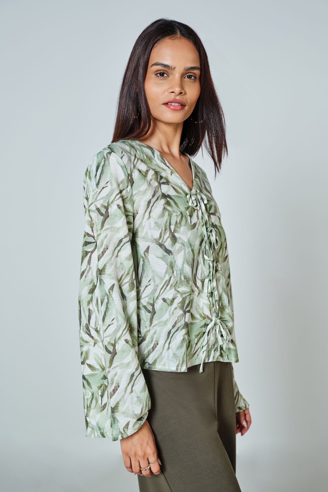Green Cotton Tee Top Women Casual and Semi Formal Style