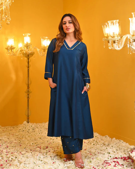 Designer Blue Kurta Set for Women with Matching Dupatta and Bottoms