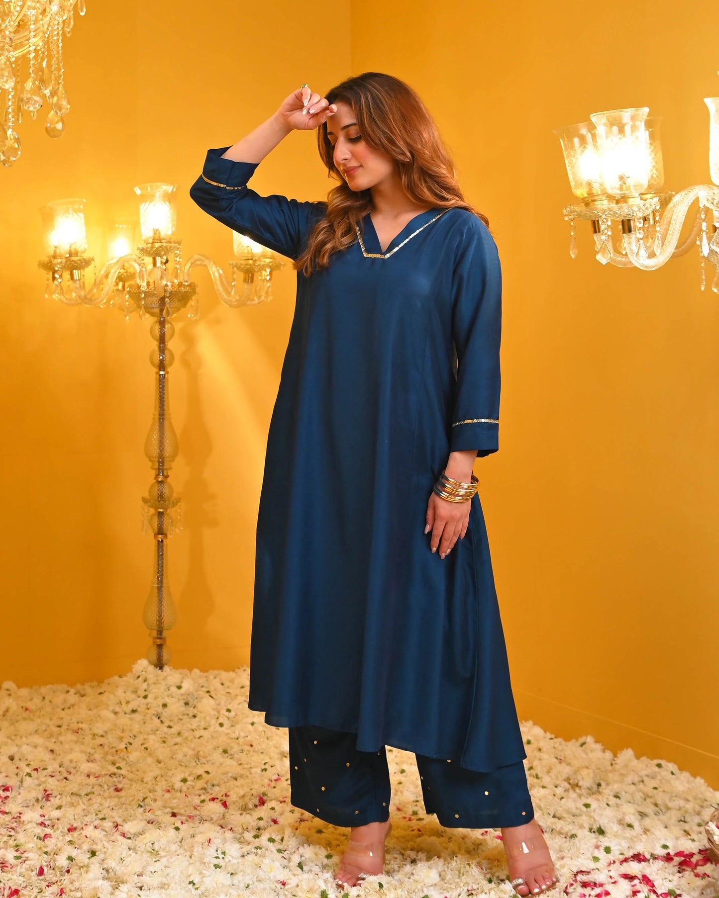 Designer Blue Kurta Set for Women with Matching Dupatta and Bottoms