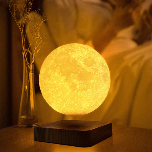 Floating Moon Lamp with Magnetic Levitation, LED Light, and 3 Color Modes for Home