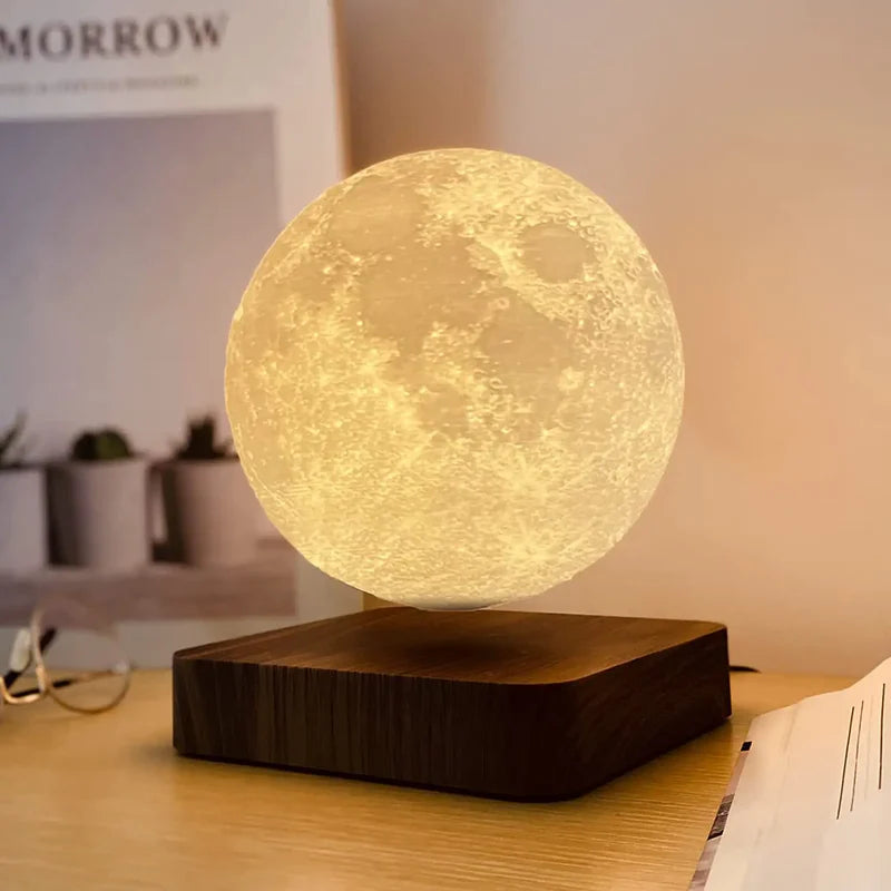 Floating Moon Lamp with Magnetic Levitation, LED Light, and 3 Color Modes for Home
