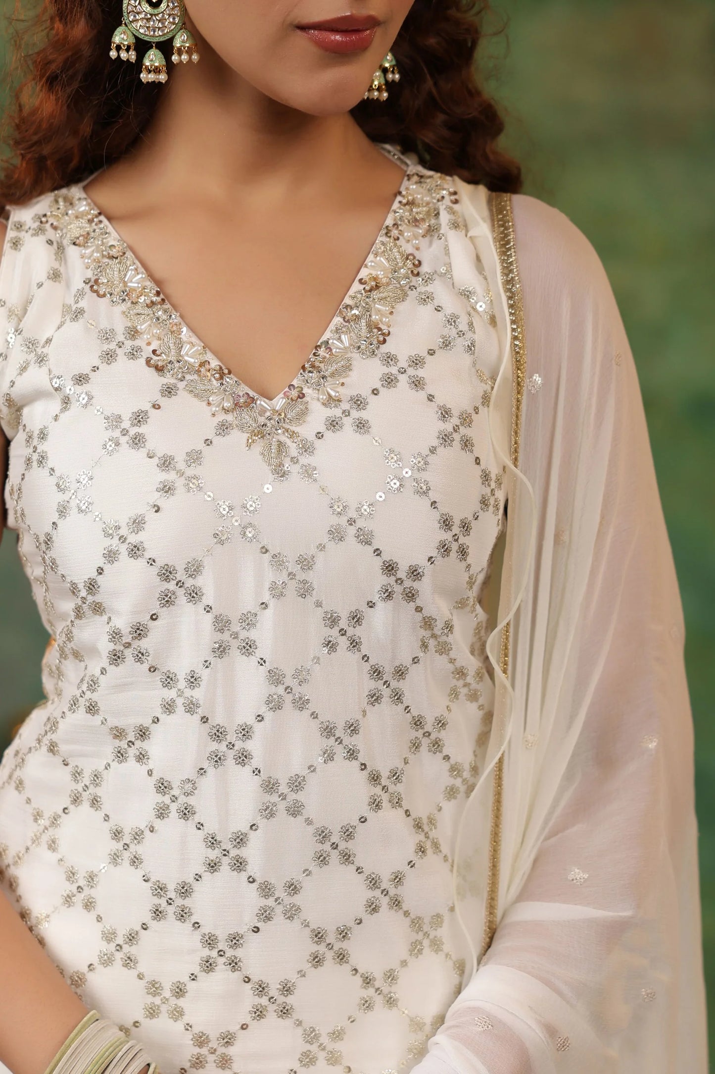 Designer Women Paaro Ivory White Garara Set with Dupatta