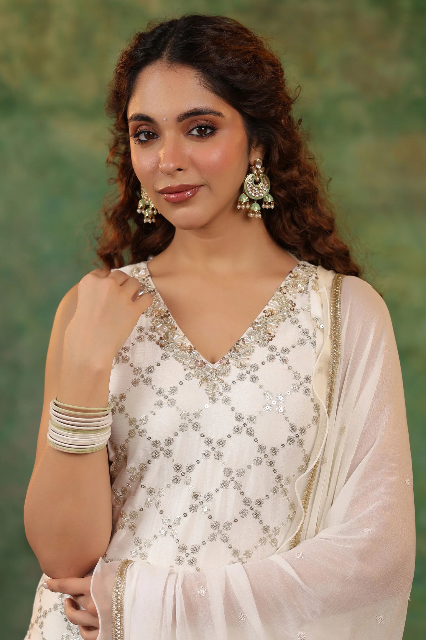Designer Women Paaro Ivory White Garara Set with Dupatta