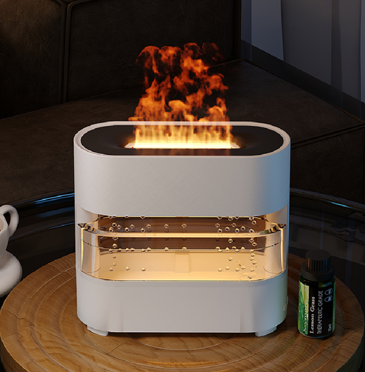 Decorative Fireplace-Shaped Diffuser with 3D LED Flame and Humidifying Mist